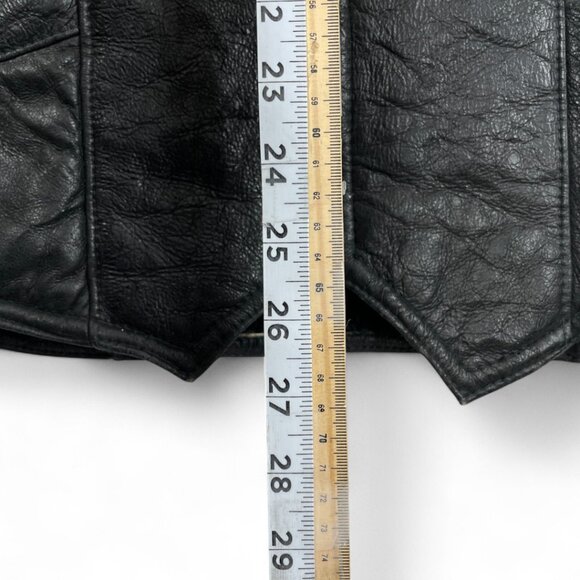 Black Shearling Sheepskin Leather Wool Biker Aviator Vest Jacket Men's 52 XL - Picture 6 of 7